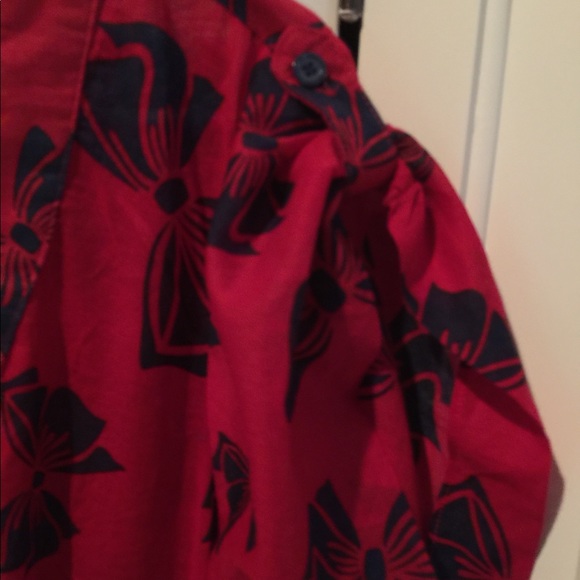 Lipstick red with navy bows and ruffles all around - Picture 3 of 5